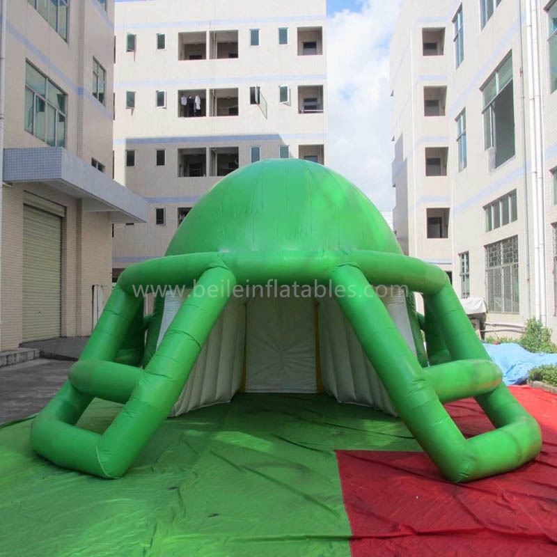 Inflatable green helmet tunnel