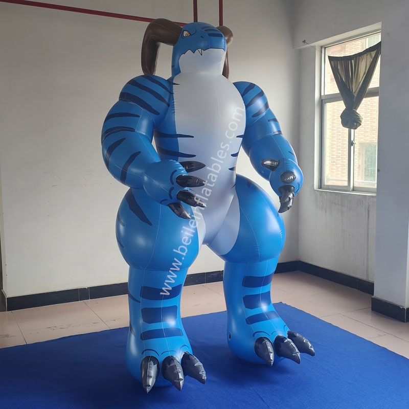 Inflatable blue stand dragon